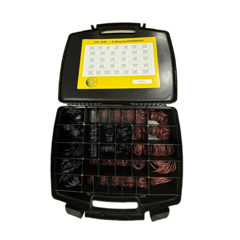 Kit de réparation de joints d'excavatrice avec boîte de rangement séparée avec grille et tableau des tailles imprimé pour un accès facile et une réduction des temps d'arrêt de la machine